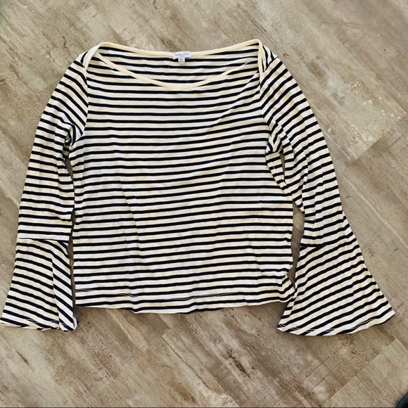 Splendid French Stripe Bell Sleeve Top Cream/Black - Picture 2 of 5